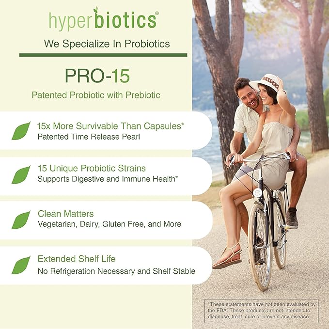 Hyperbiotics Pro 15 Vegan Probiotic Supplement 15 Diverse 30 Count