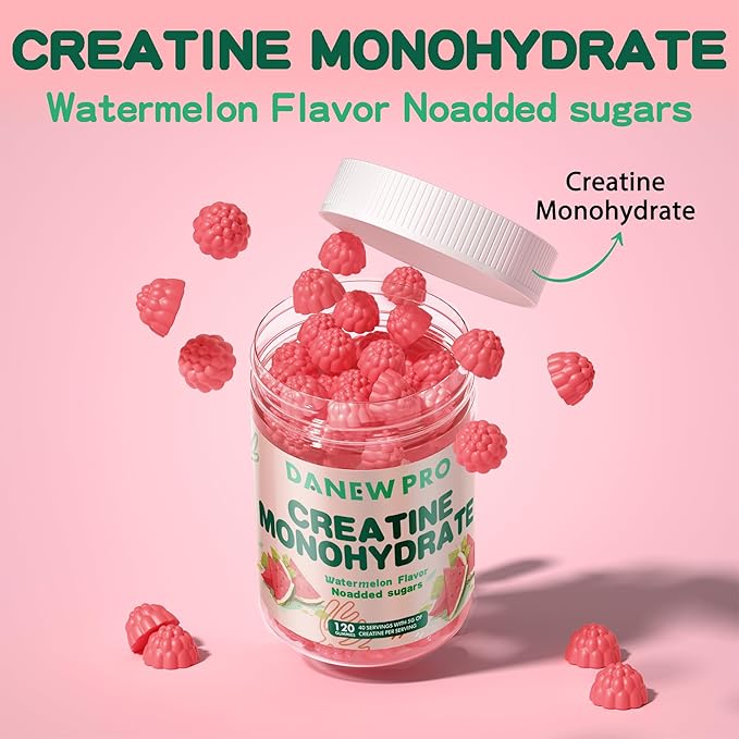 Creatine Monohydrate Gummies 5000mg for Men & Women, Creatine Monohydrate for Muscle Strength, Muscle Builder, Energy Boost, Pre-Workout Supplement(120 Count)-Watermelon Flavor