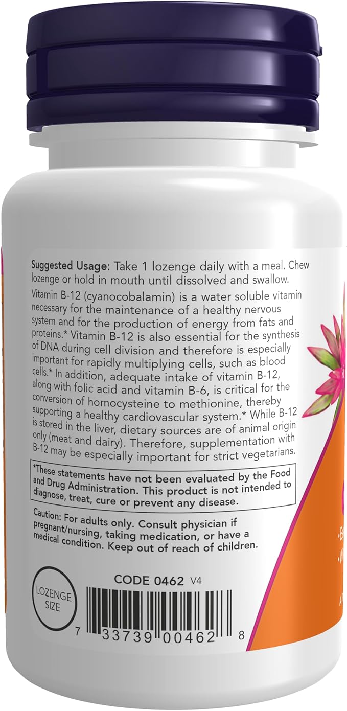 NOW Supplements, Vitamin B-12 5,000 mcg, 60 Lozenges 2)