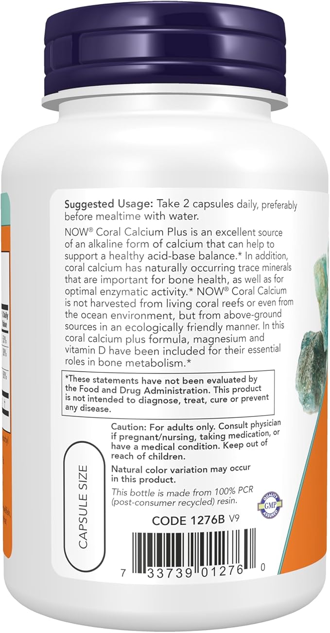 NOW Supplements, Coral Calcium Plus, Bone 100 Veg