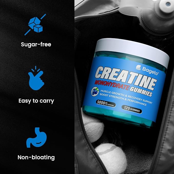 Creatine Monohydrate Gummies 5000mg for Men & Women, Gomitas de Creatina 5g Creatine Monohydrate, 0g Sugar Chewables Creatine Pre-Work Out for Muscle Strength, Vegan,120 Count (120 Count, Blueberry)