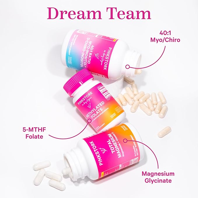 Pink Stork Myo-Inositol & D-Chiro Inositol Supplement - Hormonal Balance for Women - Ovarian Support - 40:1 Ratio - Fertility Supplements for Women - 90 Capsules, 1 Month Supply