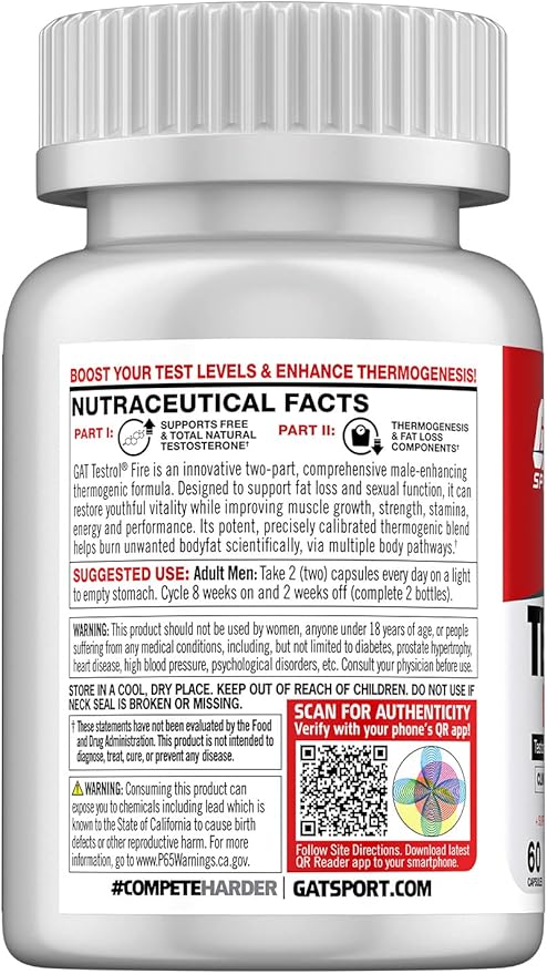 GAT SPORT Testrol Fire, 60 Capsules