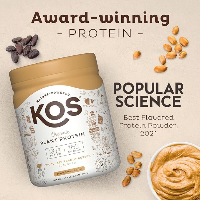 KOS Vegan Protein Powder, Chocolate Peanut Butter 10 Servings