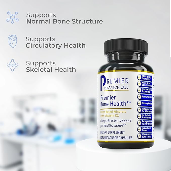 Premier Research Labs Premier Bone Health - Bone Health Vitamins, Bone Strength Supplement for Women & Men, Calcium Supplement with Vitamin K2, Healthy Bone Support - 90 Capsules