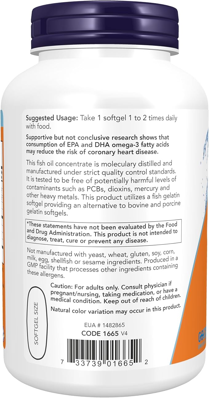 NOW Supplements, Ultra Omega-3, 500 EPA 250 DHA, 180-Fish Gelatin