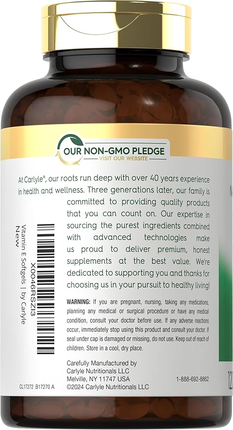 Carlyle Vitamin E Plus Mixed Tocopherols 1000 IU (671mg) | 120 Softgels