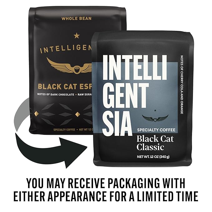Intelligentsia Coffee, Medium Roast Whole Bean Coffee - Black Cat Espresso with Flavor Notes of Stone Fruit, Dark Sugars and Dark Chocolate, 36 Ounces (3 Bags of 12 Ounces)