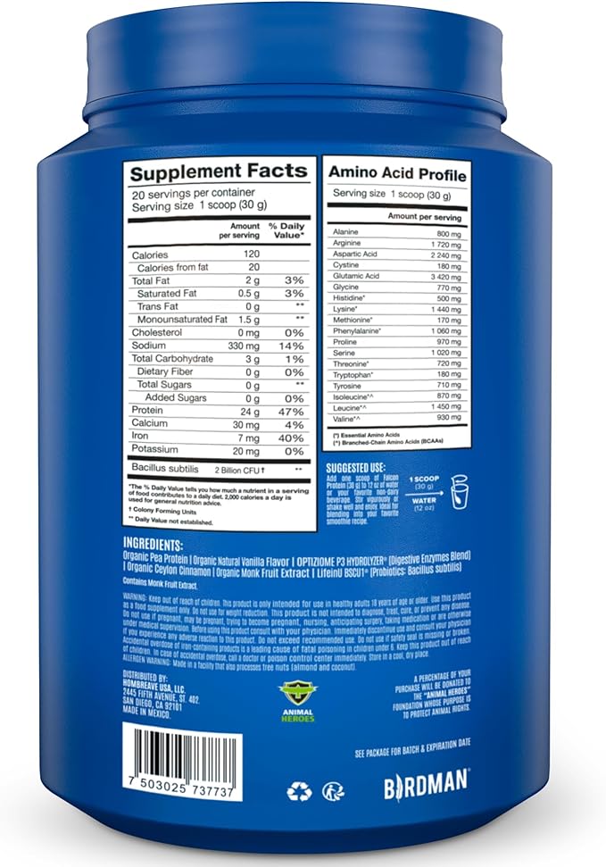 BIRDMAN Falcon Vegan Protein Powder Organic, 40 Servings 2.64lb
