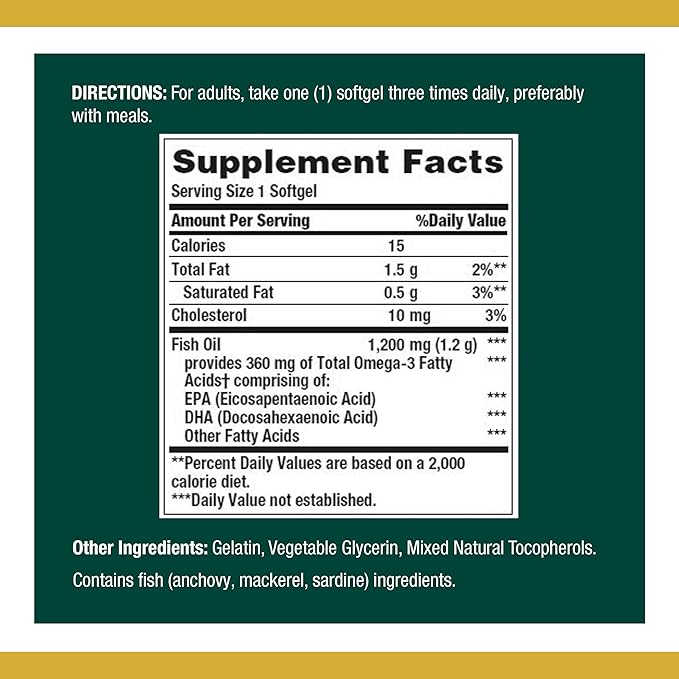Nature's Bounty F.ish Oil, Supports Heart 1200 Mg- 120 Ct