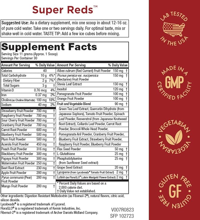 Purity Products Super Reds Powder Phytonutrient 330 Grams 30 Day