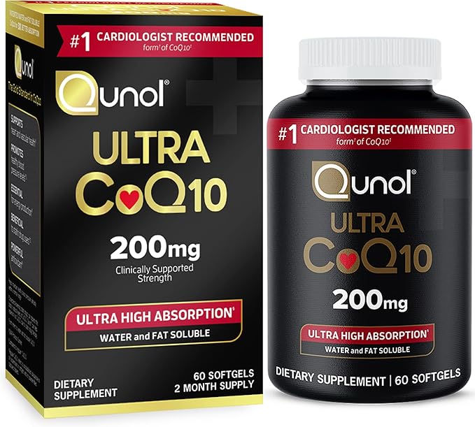 Qunol CoQ10 200mg Softgels, Ultra CoQ10 Q10 Supplements 2 Month 60 Count