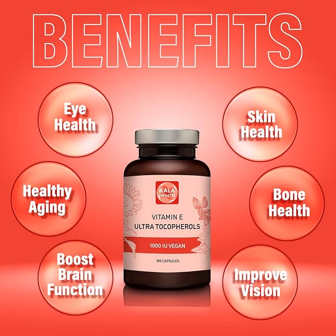 Kala Health Vitamin E 1000 IU 450mg Vitamin 4 Tocopherols