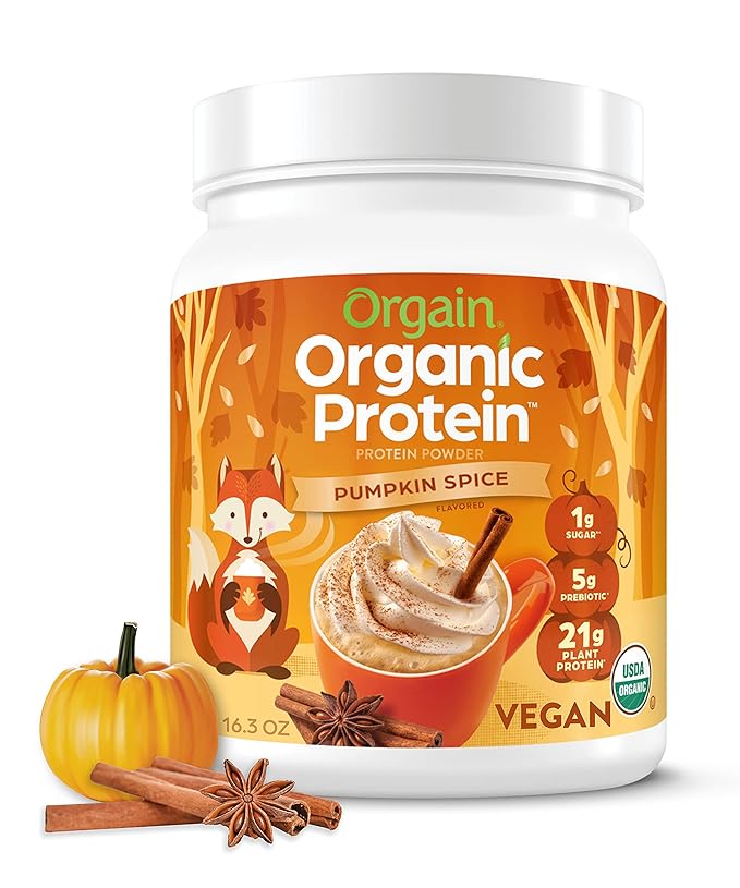 Orgain Organic Vegan Protein Powder, Pumpkin 21g of 5g Prebiotic 1.02 lb