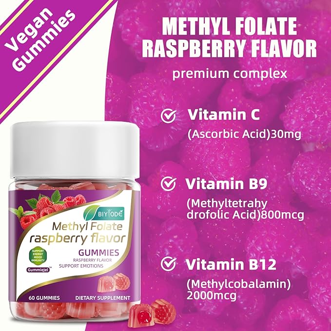 Methyl Folate B12 Complex Gummies Flavor.60 Gummies.30 Gummies.30 Day