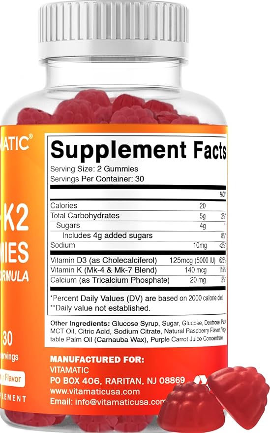 Vitamatic Vitamin D3 K2 Gummies 60 Count