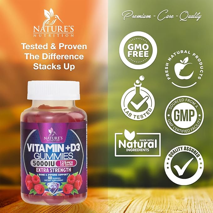Vitamin D3 Gummies Extra Strength 5000 (125 mcg) 60 Gummies