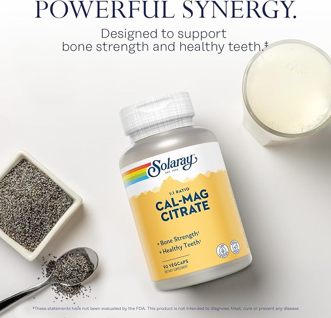 Solaray Calcium Magnesium Citrate 1000mg 1:1 15 Servings, 90 VegCaps