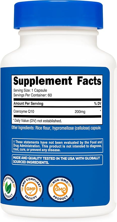 Nutricost CoQ10 200mg, 60 Vegetarian Capsules, 60 Servings Q10