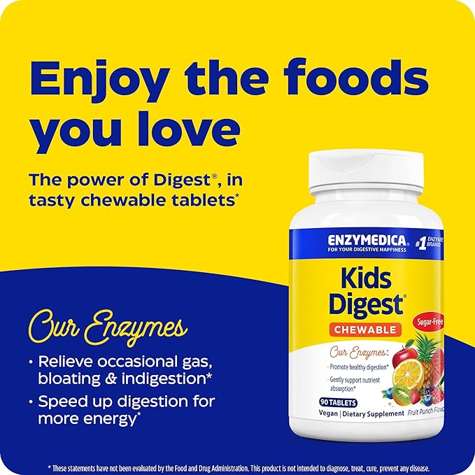 Enzymedica, Kids Digest, Chewable Digestive Enzymes, 90 Count