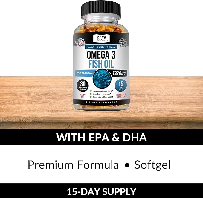 Kaya Naturals Omega 3 Supplement 3 Fish 100% Pure 3 Vitamins 30 Count