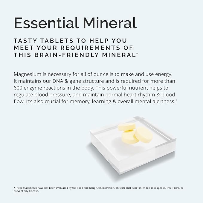 BRAINMD Dr Amen Magnesium Chewables, Citrus - 60 Chewable Tablets - Essential Mineral for Optimal Cell Function - Supports Memory & Focus - Gluten Free - 60 Servings