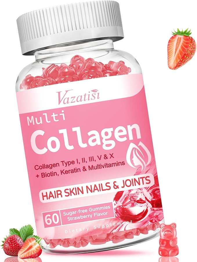 Sugar Free Collagen Gummies for Women 2500mg Collagen 60 Strawberry
