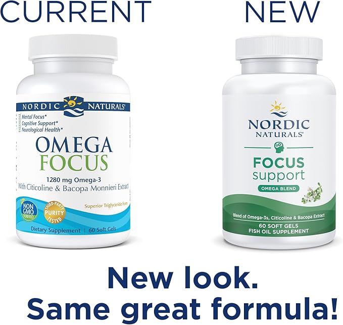 Nordic Naturals Omega Focus, Lemon 60 Soft 1280 mg Omega-3 + 30 Servings