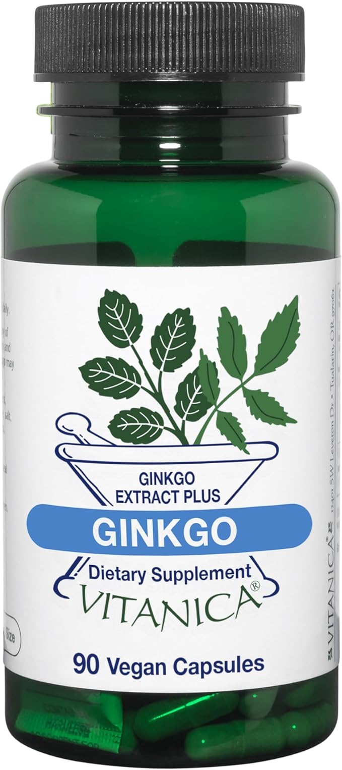 Vitanica Ginkgo Biloba Extract Supports Circulation 24% Flavone 6% Terpene 90 Capsules