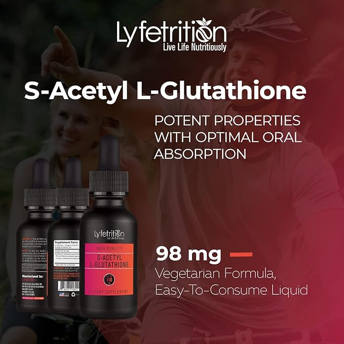 S-Acetyl L-Glutathione 98mg, 4 Oz Liquid, 220 Servings,
