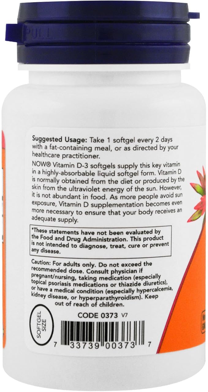 Now Foods Now Supplements, Vitamin D-3 5,000 IU, High Potency, Structural Support*, 240 Softgels (4 Pack)
