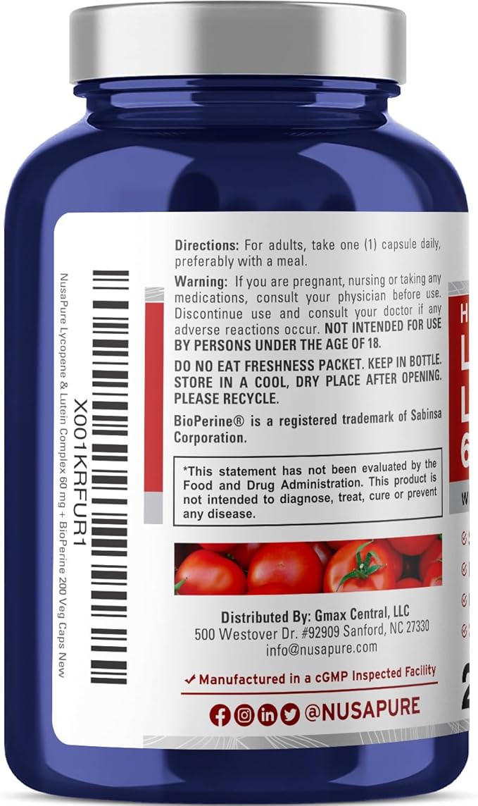 NusaPure Lycopene & Lutein Complex 60mg 200 Veggie