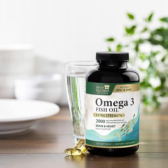 Triple Strength Omega 3 Fish Oil 2000 mg Omega-3 Supplements, 120 Count