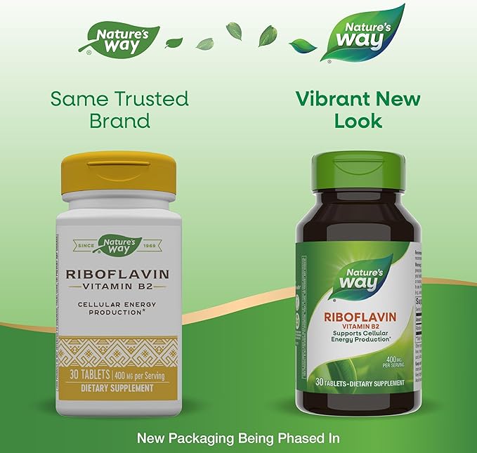 Nature's Way Riboflavin Vitamin B2, Supports 30 Tablets