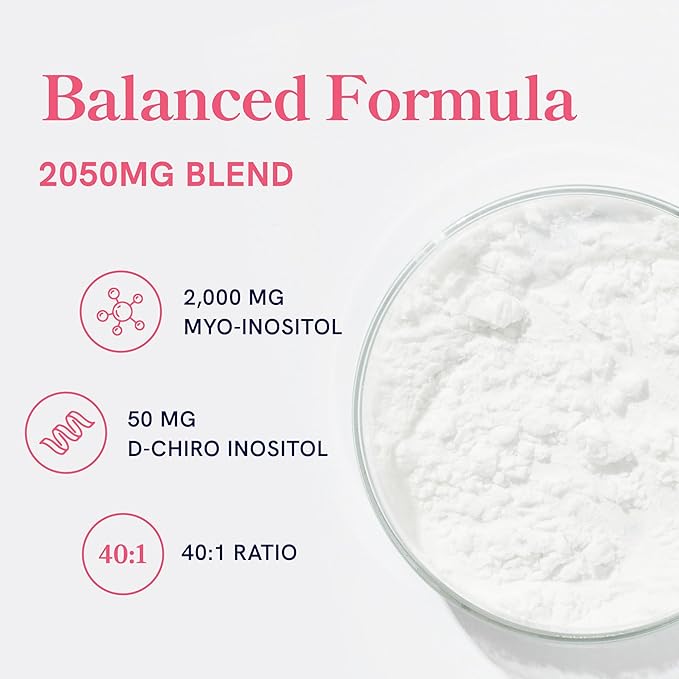 Myo-Inositol & D-Chiro Inositol for Hormone Balance for Women | Ovarian Health & Menstrual Cycle Support | Ideal 40:1 Ratio, Myoinositol 2000mg & D Chiro 50mg | Ovarian Support Vitamins | 120 Ct.