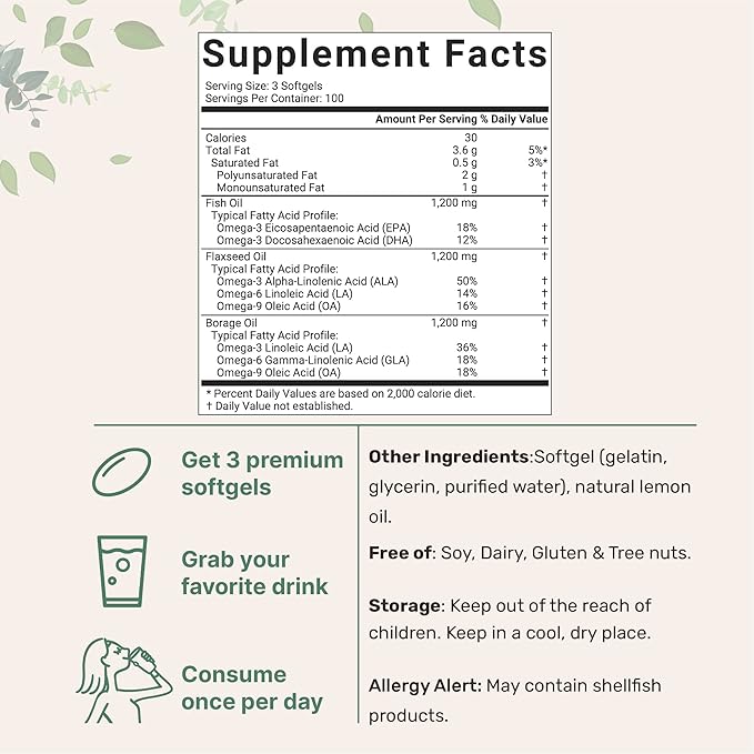 Ultra Omega 3-6-9 3600mg Perserv, 300