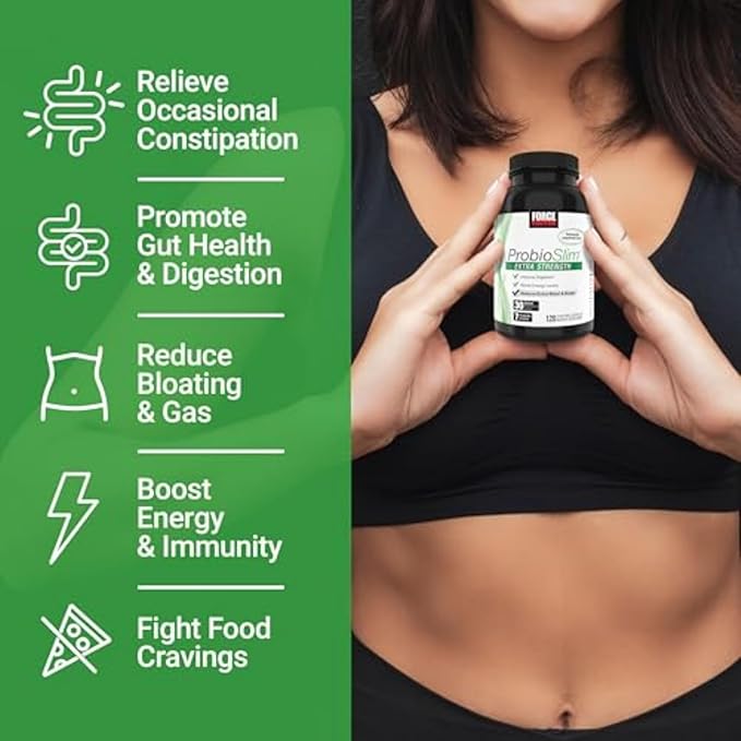 Force Factor ProbioSlim Extra Strength Probiotic Supplement for Women and Men with 30 Billion CFUs and Green Tea Extract for Gut Health Support, Bloating and Gas Relief, 120 Count (Pack of 3)