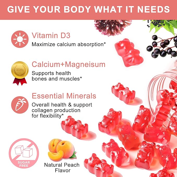 1200mg Calcium Gummies with D3,K2,Zinc -(1pack)