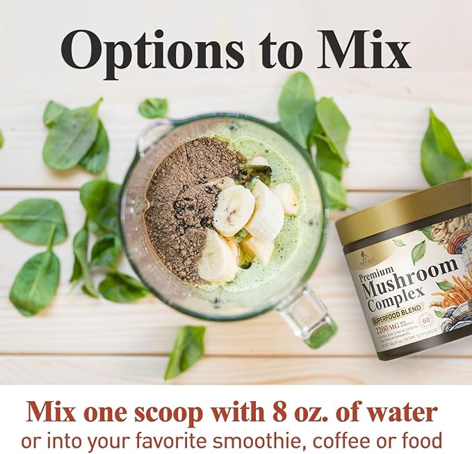 Organic Mushroom Supplement Powder 11 in 1 Complex 60 Servings