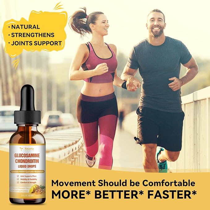 Glucosamine Chondroitin MSM Liquid Drops - FSA HSA Eligible Items List Chondroitin Sulfate Supplement Turmeric, Quercetin, Bromelain, MSM Oil Support Joint Health Vegan Supplements
