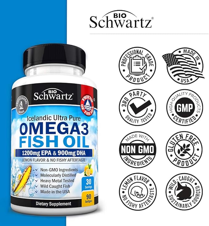 Omega 3 Fish Oil Supplement 1200mg EPA 900mg DHA 90 Softgels