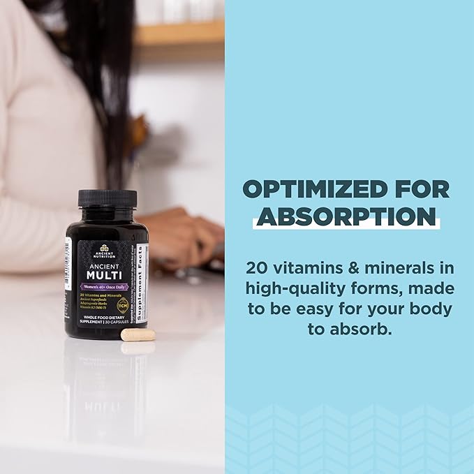 Ancient Nutrition Multivitamin for Women, Ancient 40+ Once K2, Folate 30ct