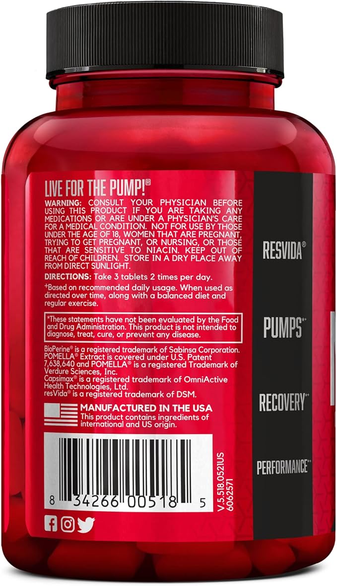 BSN NITRIX 2.0 - Nitric Oxide Precursors, 3g Creatine, 3g L Citrulline - Supports Workout Performance, Pumps, Muscle Recovery and Endurance - 90 Tablets