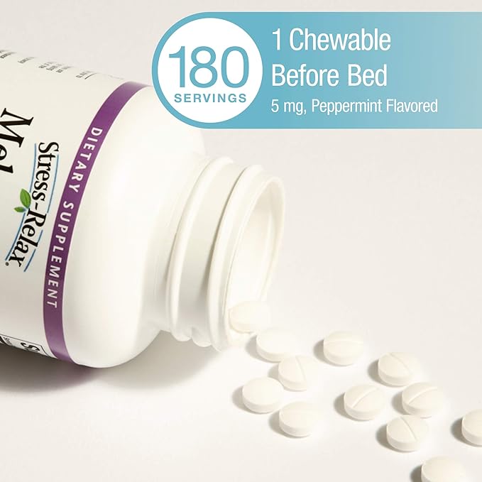 Stress-Relax Melatonin 5 mg by Natural 180 chewable (180 servings),