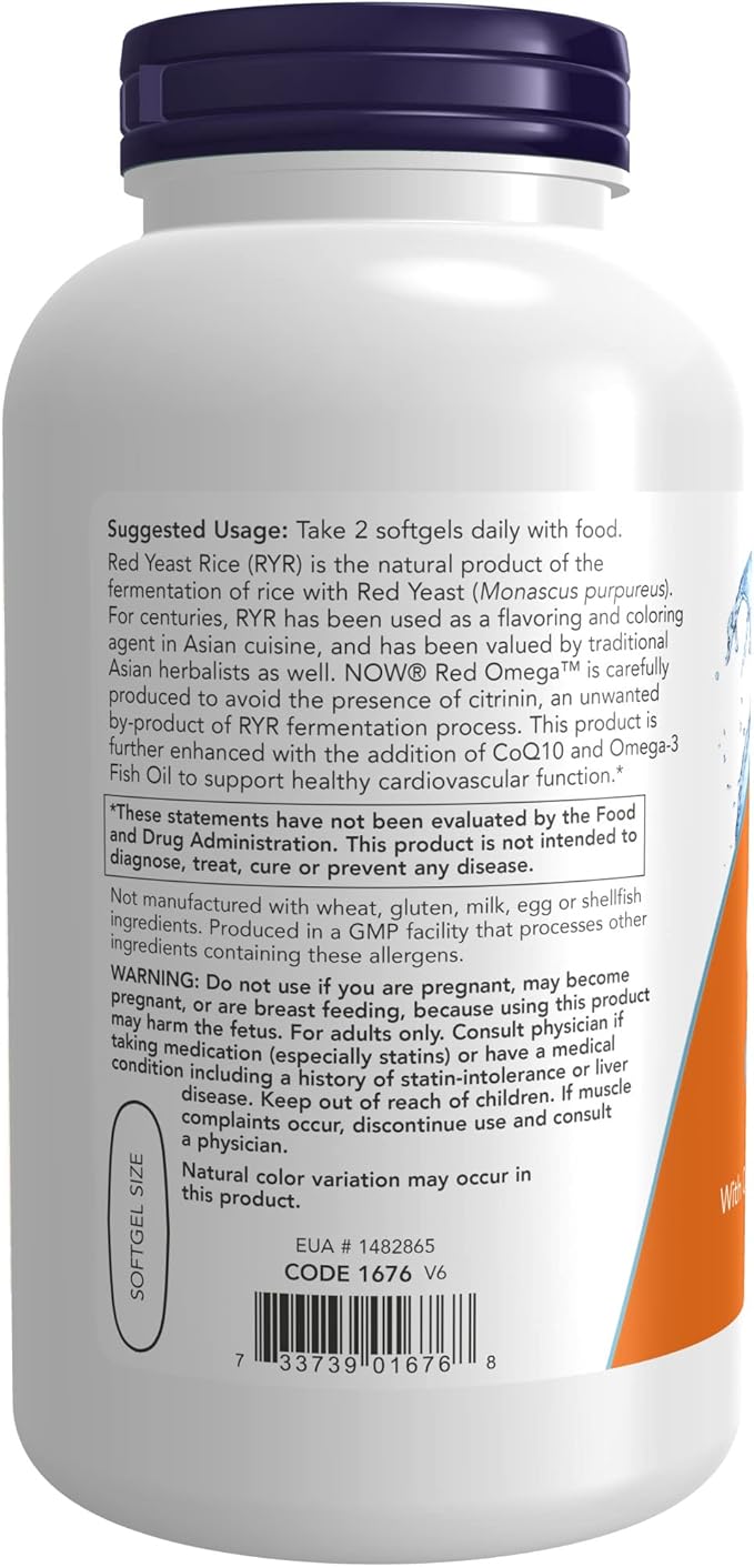 NOW Supplements, Red Omega™ with CoQ10 30 mg Omega-3 Fish 180 Softgels