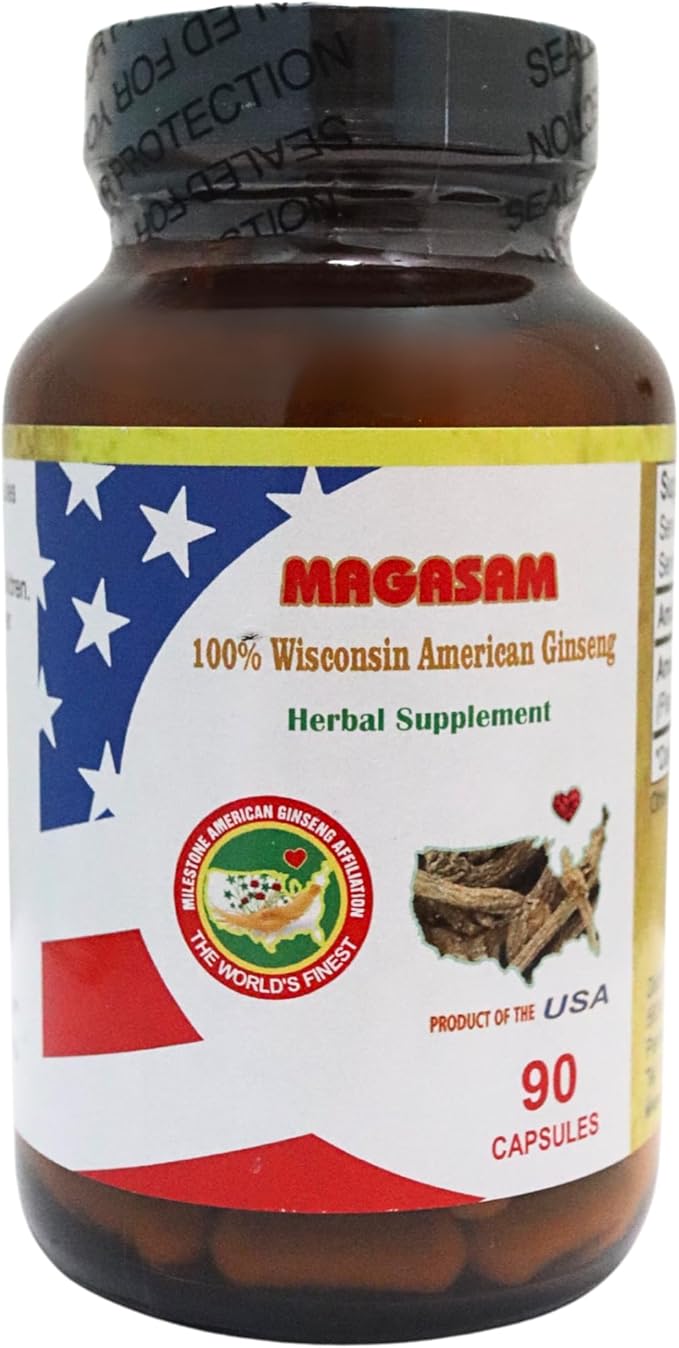 100% Pure Wisconsin American Ginseng Capsules 1000mg per 90 Capsules 45 Day