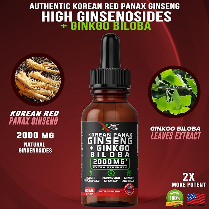 Korean Red Panax Ginseng 2000mg + 2 fl