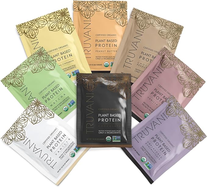 Truvani Vegan Pea Protein Powder 20g Organic 8 Single