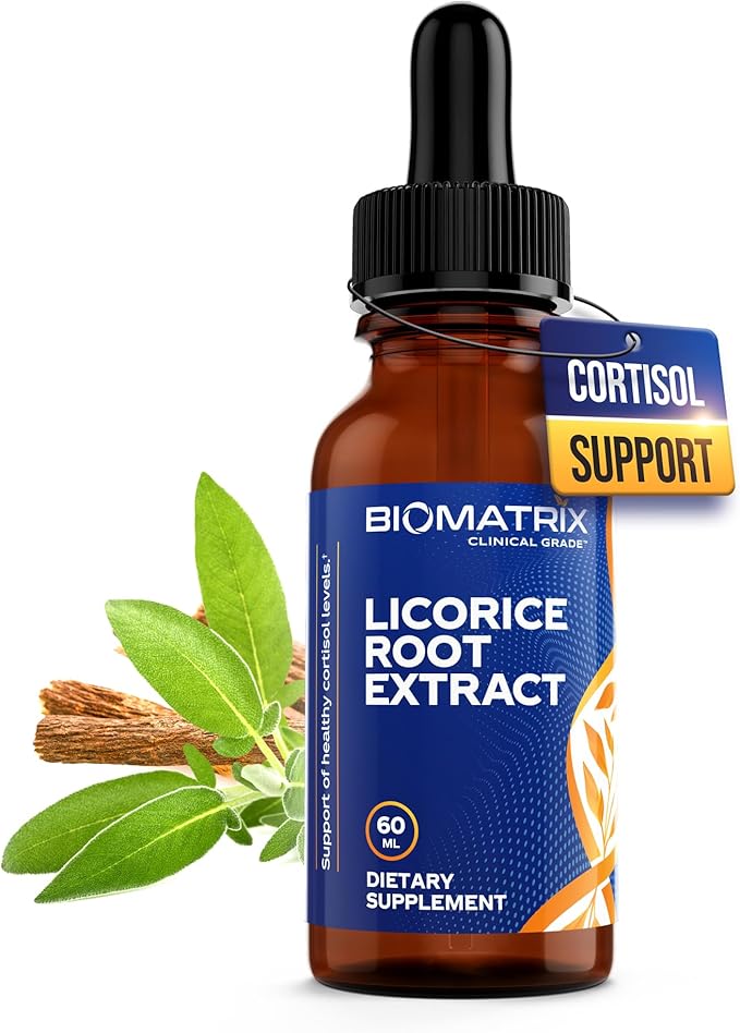 BioMatrix Licorice Root Extract (1200 Drops 2 fl. oz) More Active Ingredient Than Competing Brands (0.87 mg Glycyrrhizin per Drop), Less Doses Needed, Concentrated, Raise Cortisol, Energy