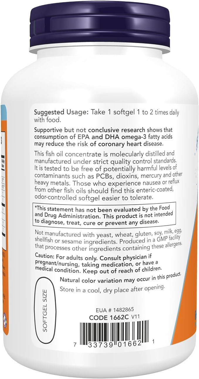 NOW Supplements, Ultra Omega-3 Molecularly Distilled 180 Softgels